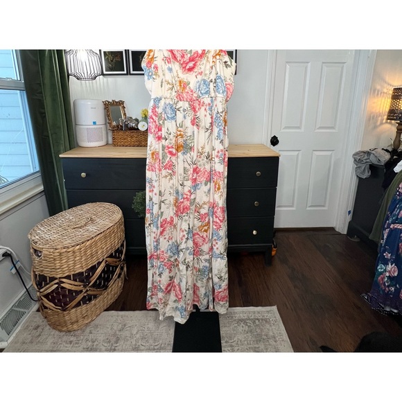 Torrid Plus Size Maxi Challis Ruffle Strap Tiered Dress in Lush Floral Dew - Picture 7 of 11